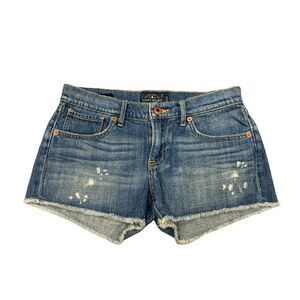 Lucky Brand Mailbu Shorts Women's Size 00 Blue Denim Jean Cutoff Raw Hem Casual